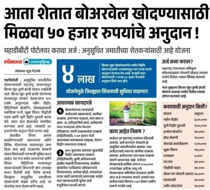 बोरवेल खोदण्यासाठी मिळवा 50 हजार रुपयांचे अनुदान; डीबीटी पोर्टलवर करा अर्ज DBT Scheme Apply 2025 बोरवेल खोदण्यासाठी मिळवा 50 हजार रुपयांचे अनुदान; डीबीटी पोर्टलवर करा अर्ज DBT Scheme Apply 2025