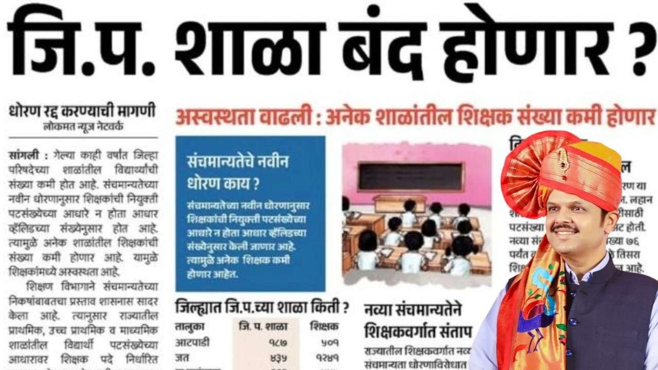 जि.प. शाळा बंद होणार? धोरण रद्द करण्याची मागणी अस्वस्थता वाढलीय: अनेक शाळांतील शिक्षक संख्या कमी